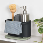 Recycled Sink Tidy - Sage Green Kitchen Sink Organiser - Integrated Dishcloth Rail - Made in the UK