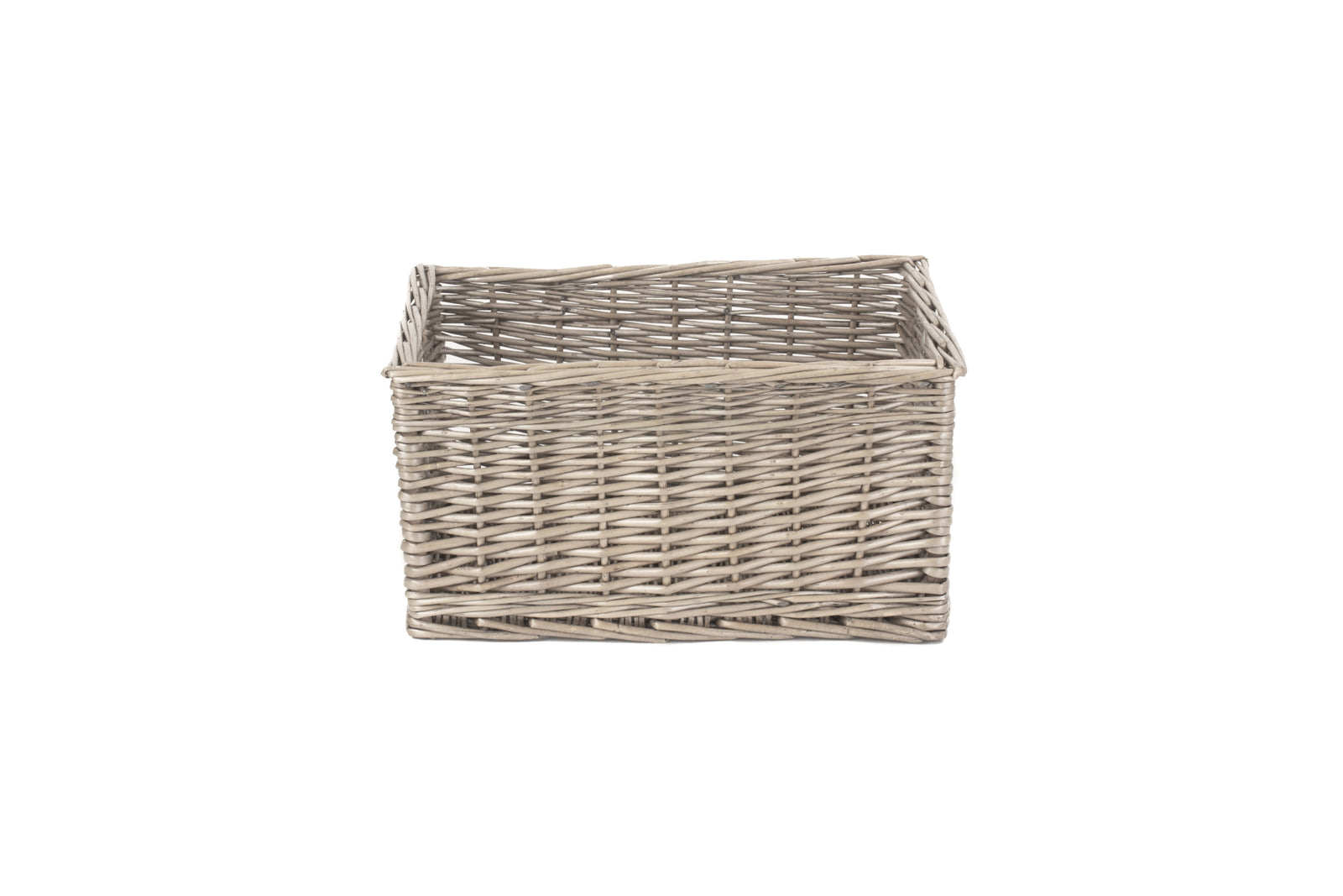 Wicker Antique Wash Lined Open Storage Basket | Medium | Brown