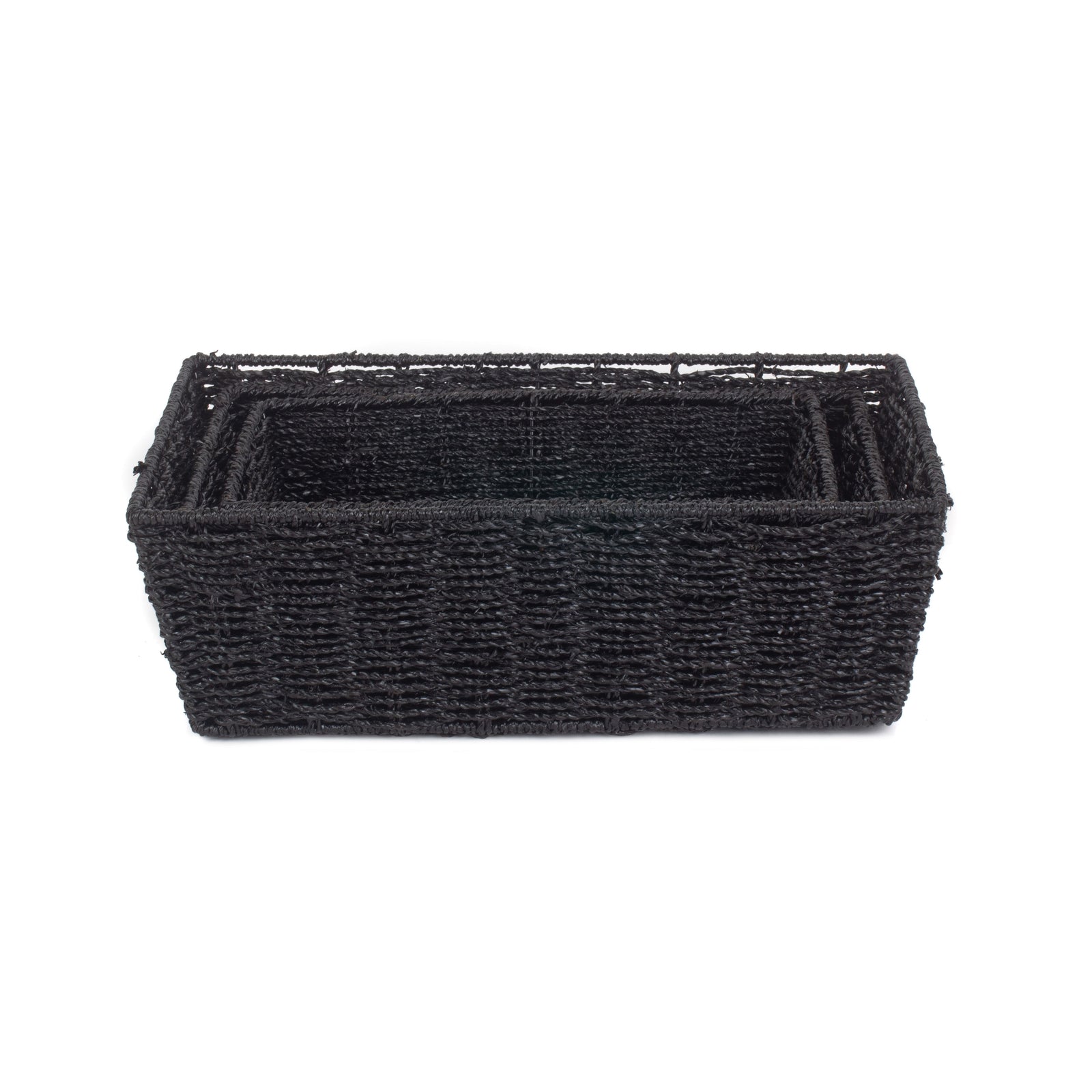 Black Paper Rope Tray | Set-of-3 | Black