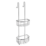 Polished Chrome Two Tiered Shower Basket Caddy With Hooks | Polished Chrome