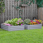 Set Of 2 Raised Garden Bed Steel Boxes | Gray