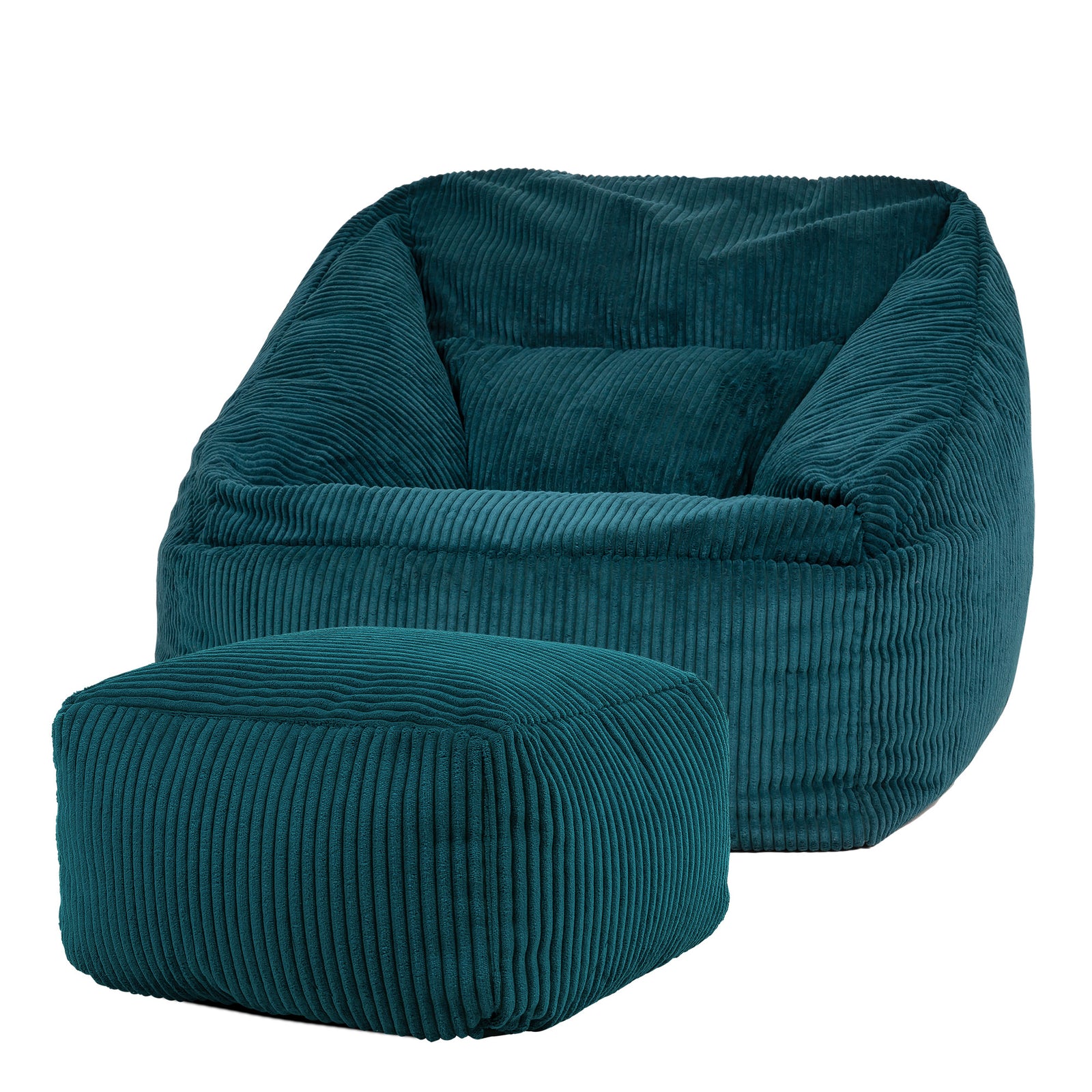 Morgan Cord Armchair & Footstool Set | Teal