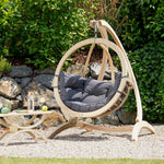 Globo Single Seat Weatherproof Hanging Egg Hammock Chair in Anthracite