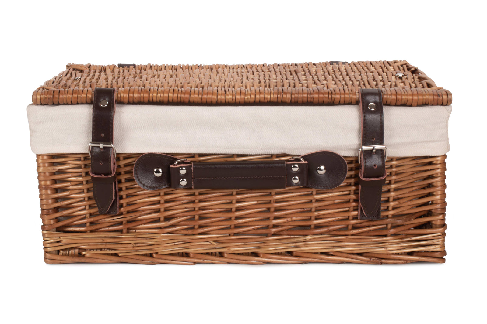 Wicker 46cm Double Steamed Picnic Basket | White