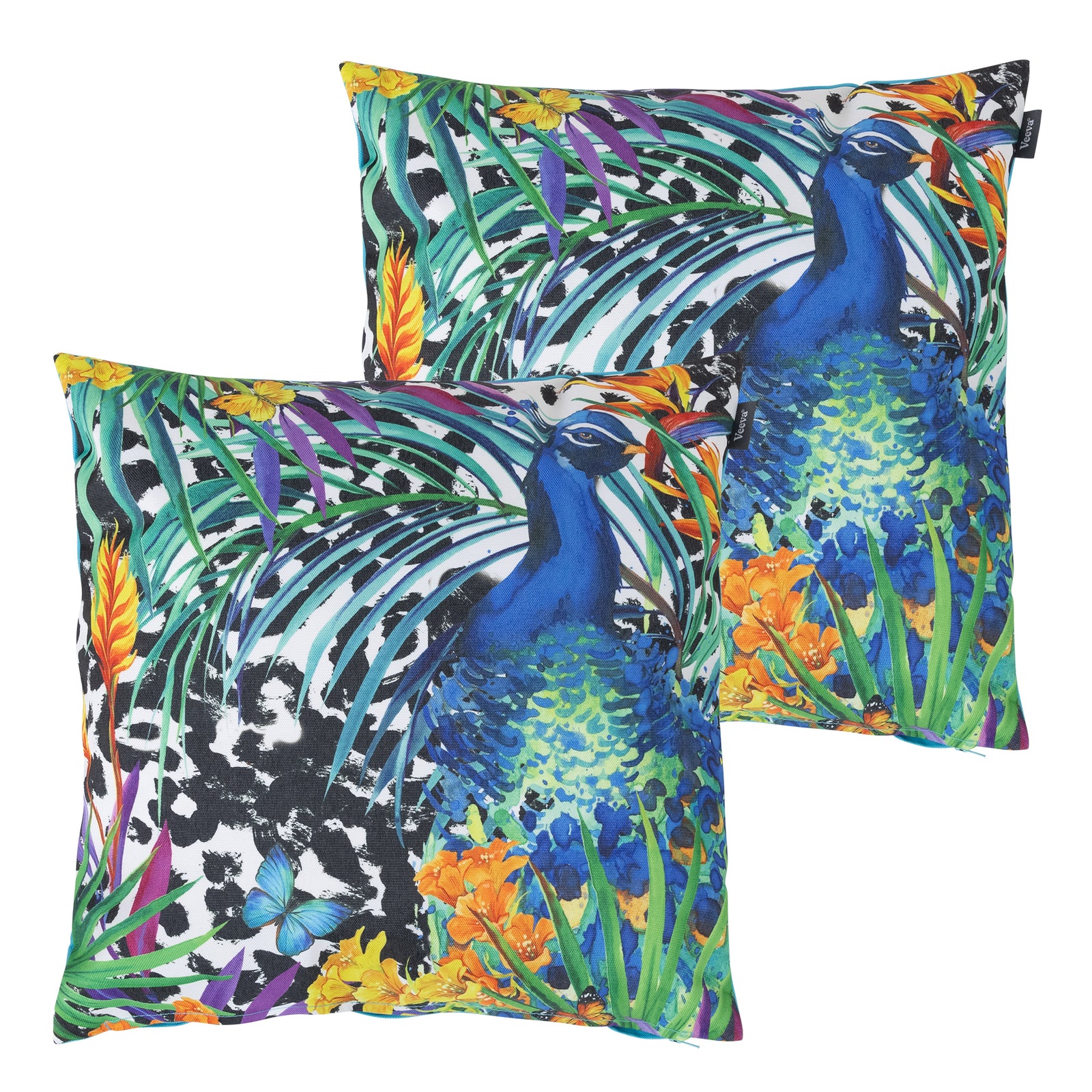 Floral Indoor Outdoor Cushion Set Of 2 Water Resistant Cushions