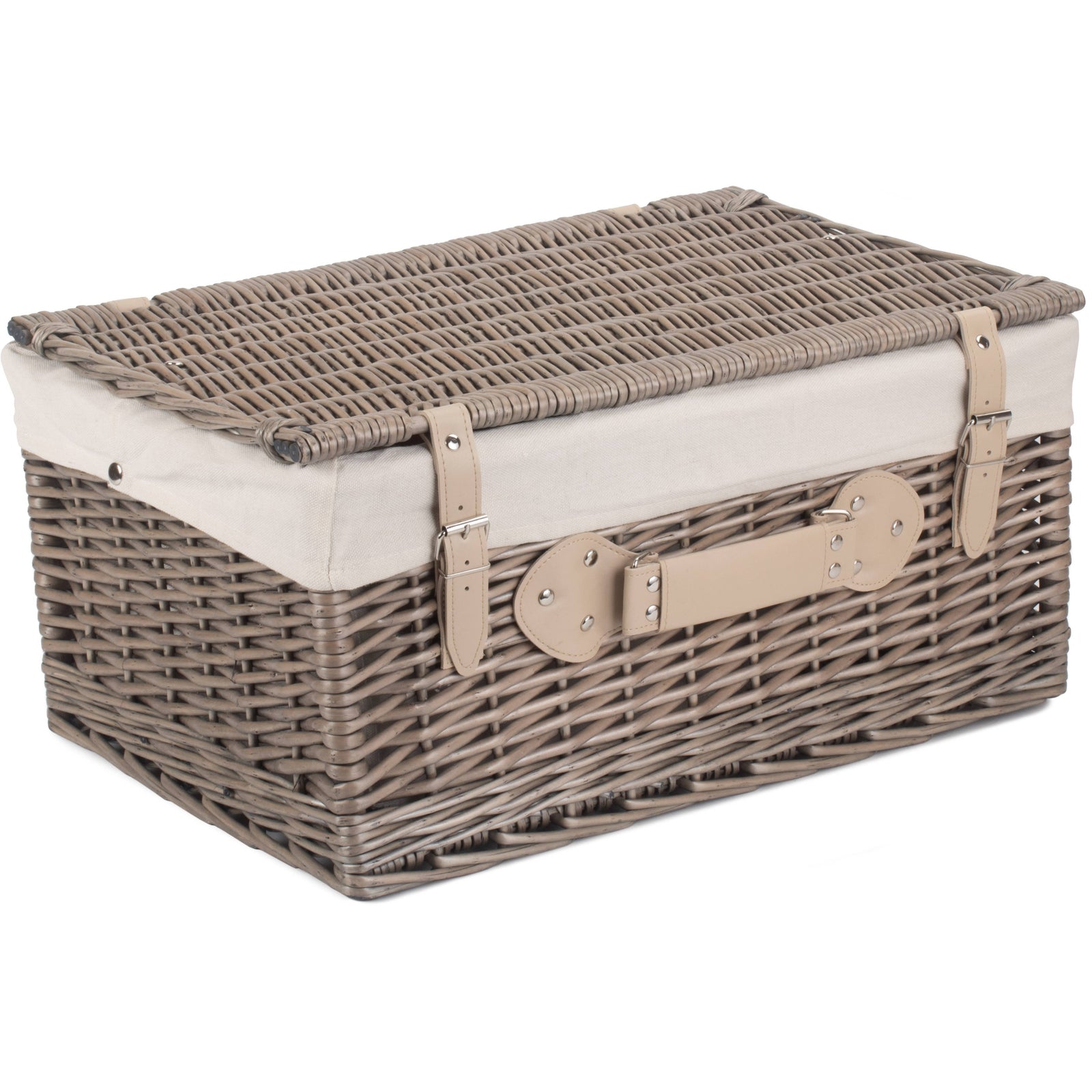 Wicker 51cm Antique Wash Picnic Basket | White