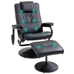 Massage Recliner Chair Cushioned Ottoman 10 Point Vibration | One Size | Black