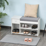 Multi-storage Shoe Bench Drawer 3 Compartments Cushion