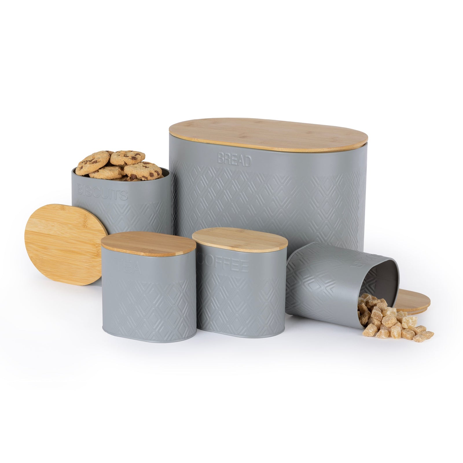 Elmas Bread Bin & Canister - Grey