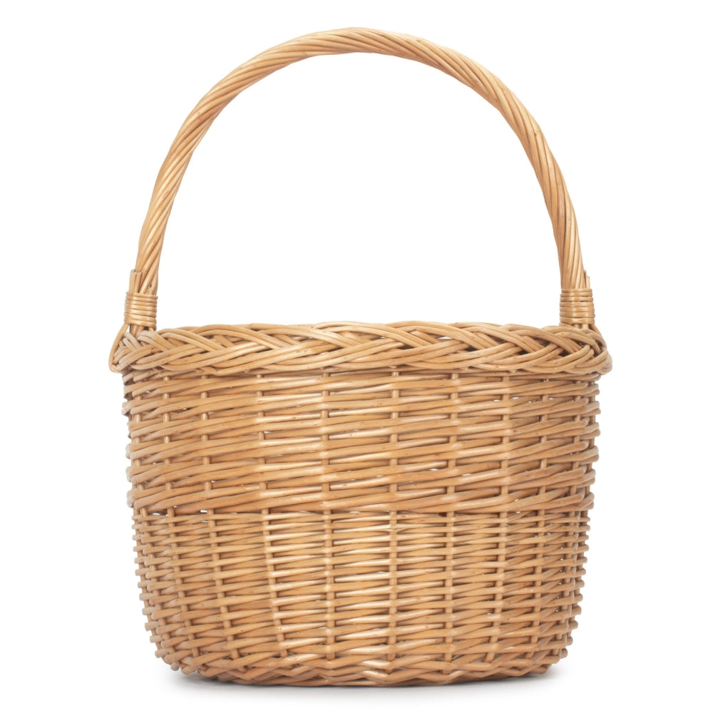 Light Steamed Wicker Round Orchard Shopping Basket