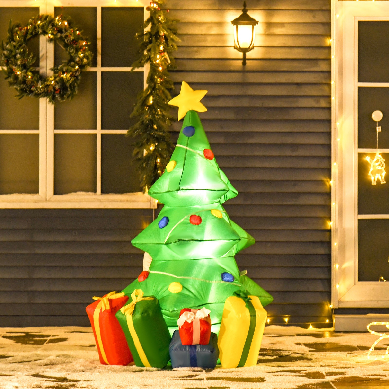 5ft Inflatable Christmas Tree Xmas Airblown Holiday Decor