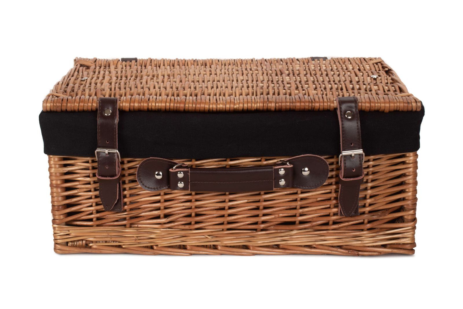 Wicker 46cm Double Steamed Picnic Basket | Black