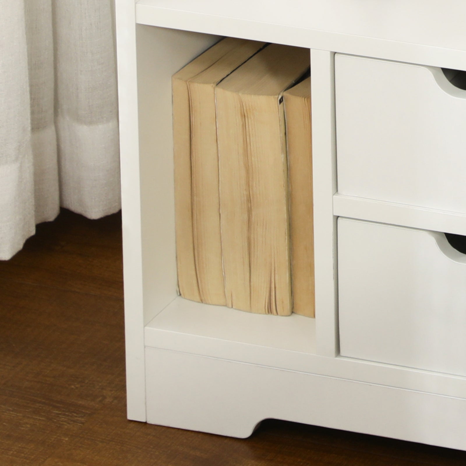 Modern Bedside Table W/2 Drawer And Storage Shelves Chest