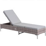 Multi-position Rattan Sun Lounger Recliner Bed Chair | Gray