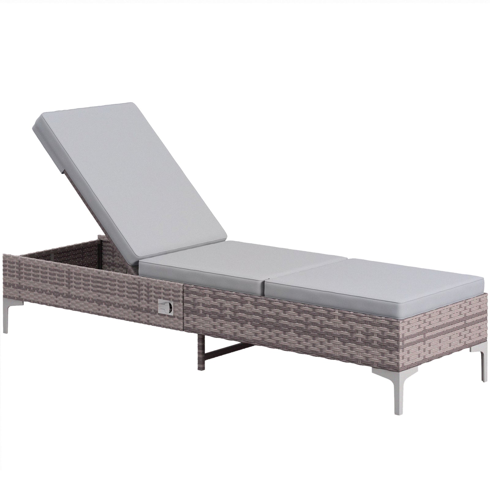 Multi-position Rattan Sun Lounger Recliner Bed Chair | Gray