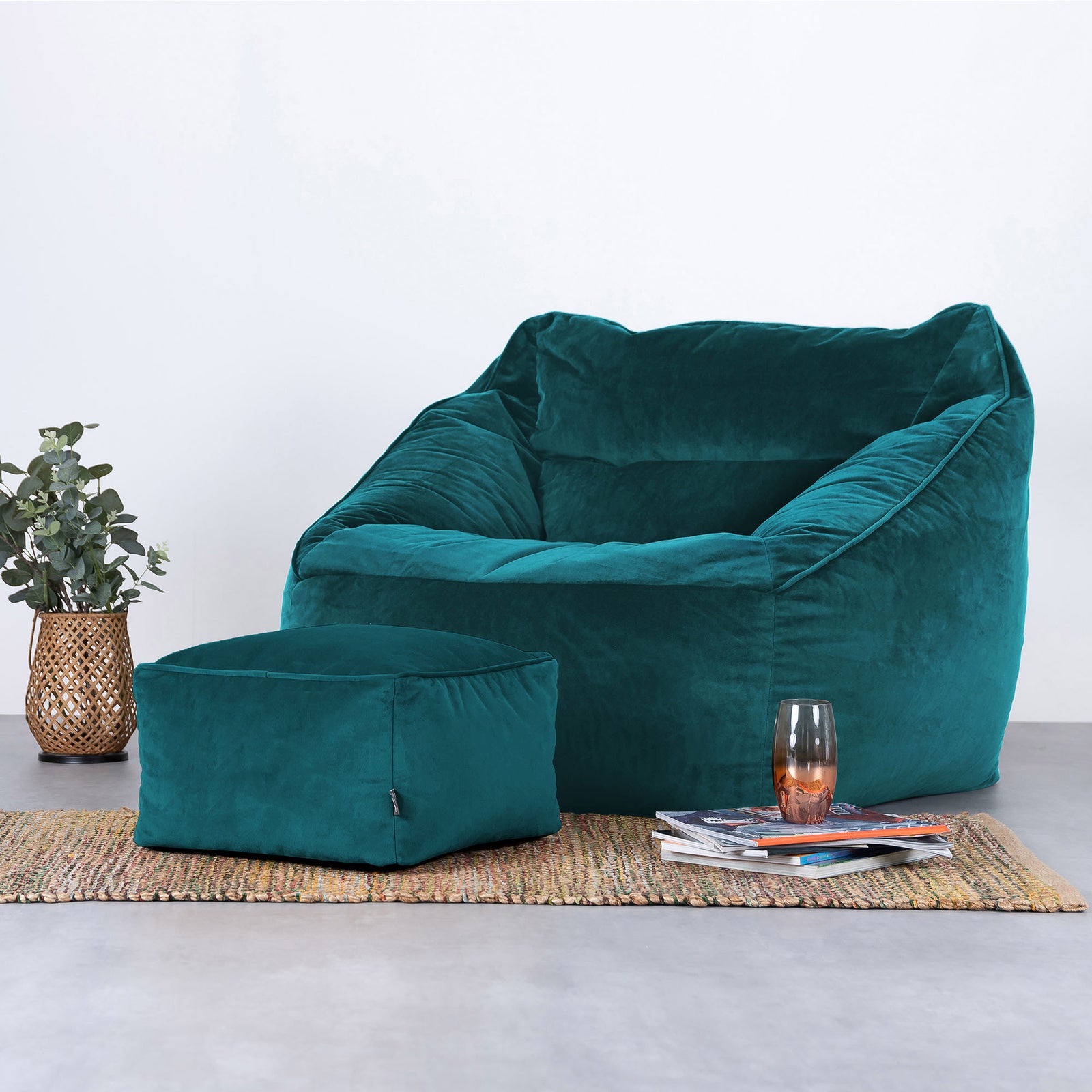 Amara Velvet Bean Bag Pouffe | Teal