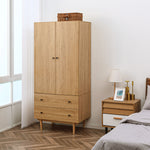 2 Door Wardrobe With 2 Drawers Hanging Rail Clothes Storage