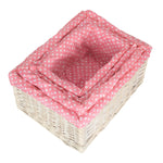 Wicker Pink Spotty Lined Storage Basket | Set-of-4 | Pink