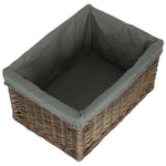 Antique Wash Grey Cotton Grey Lined Willow Storage Baskets | Large | Gray