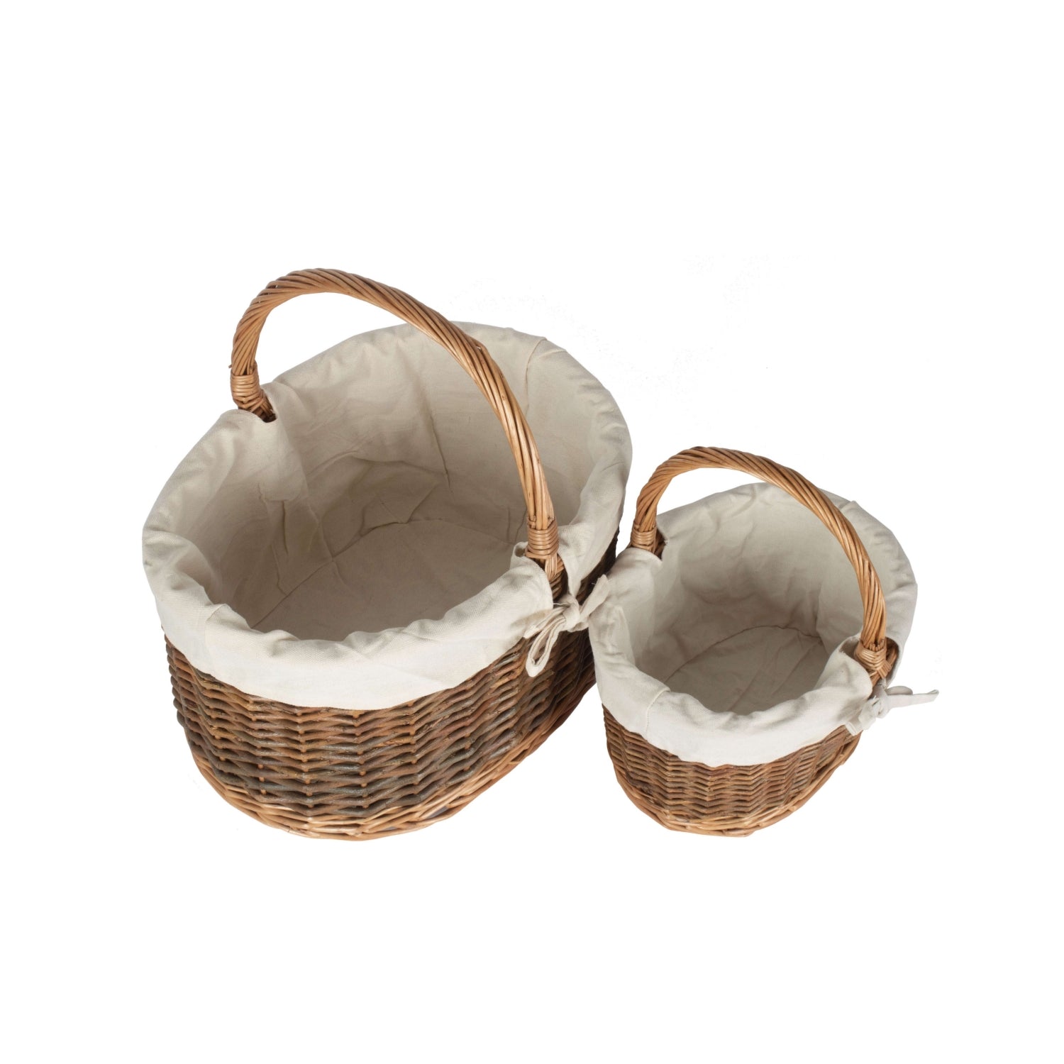 Red Hamper White Lined Country Oval Wicker Shopping Basket