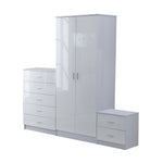 High Gloss 3 Trio Wardrobe Set Drawers Bedroom Furniture