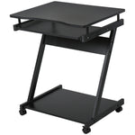 Movable Computer Desk, 4 Wheels, Tray | Black