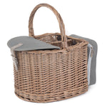 2 Bottle Beach Picnic Wicker Basket Hamper