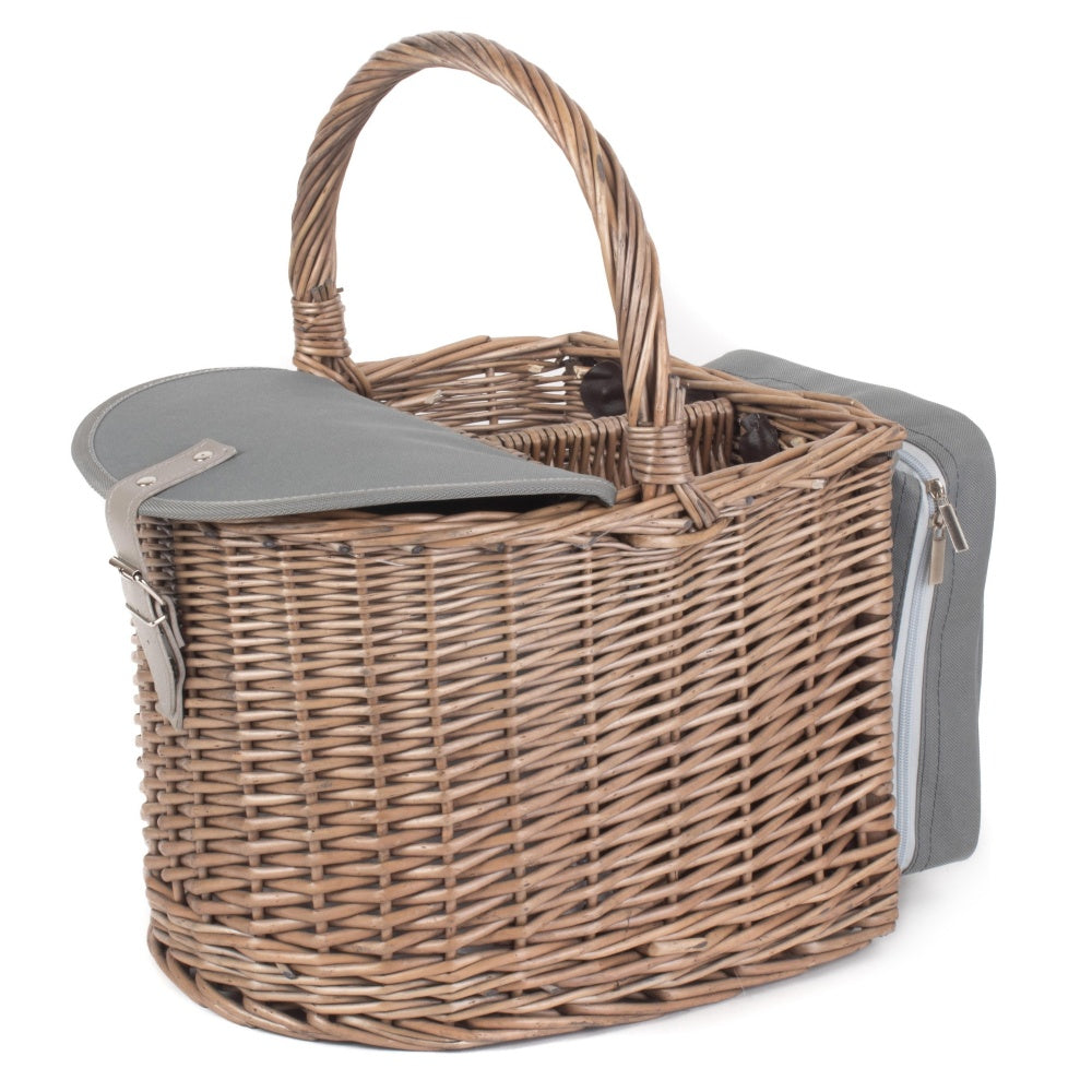 2 Bottle Beach Picnic Wicker Basket Hamper