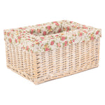 Wicker White Wash Garden Rose Lined Storage Basket | Set-of-4 | Red