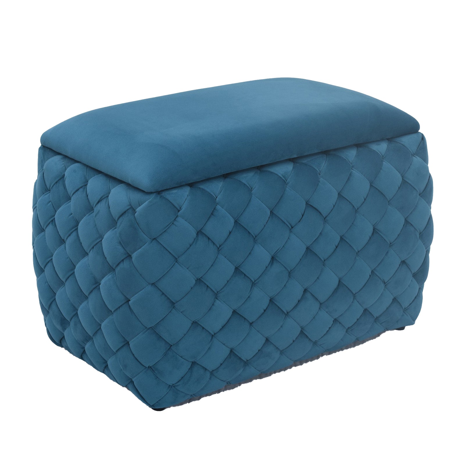 Plumeo Velvet Storage Ottoman | Teal