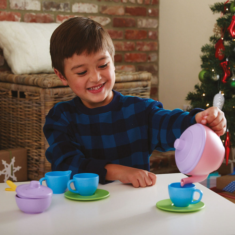 Tea Set With Pink Teapot, Made From 100% Recycled Plastic