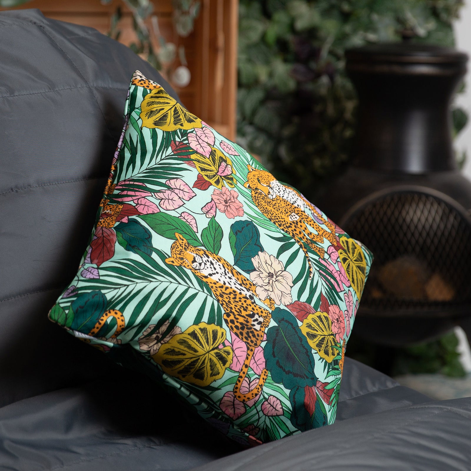 Tropical Indoor Outdoor Cushion Set Of 4 Water Resistant Cushions