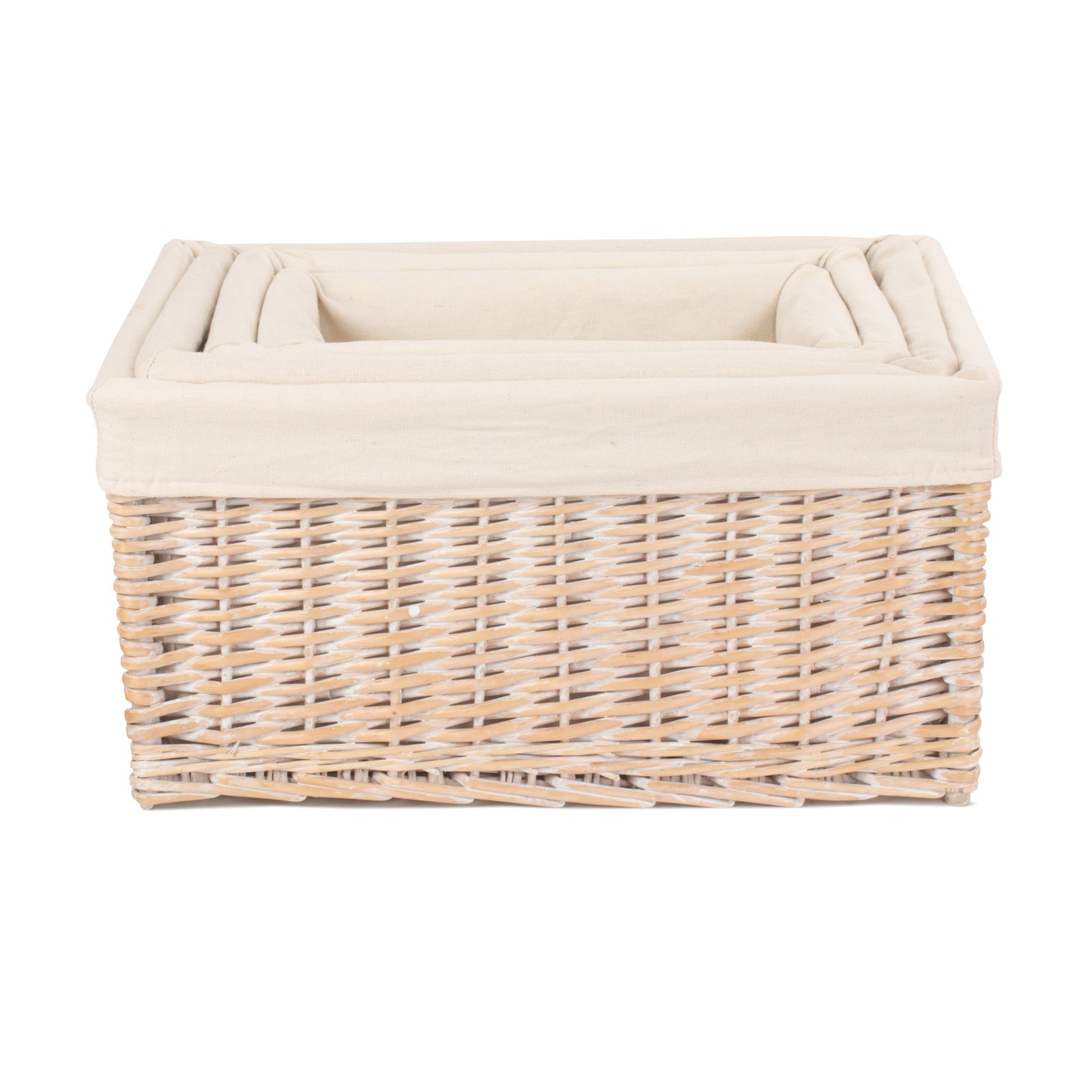 Wicker White Lined Storage Basket | Set-of-4 | White