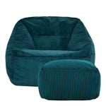 Morgan Cord Armchair & Footstool Set | Teal