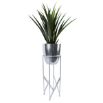 90cm Silver Planter  With Artificial Yukka Plant