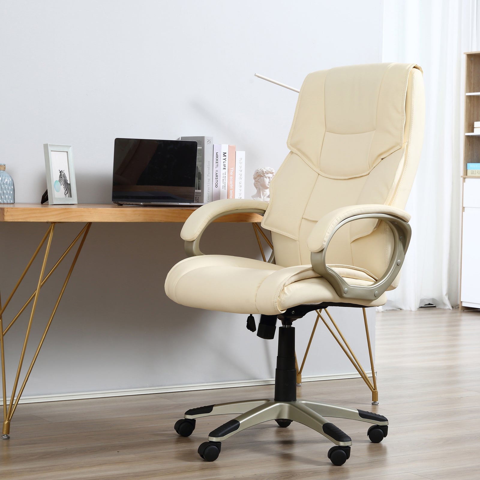 High Back Faux Leather Office Chair | Cream