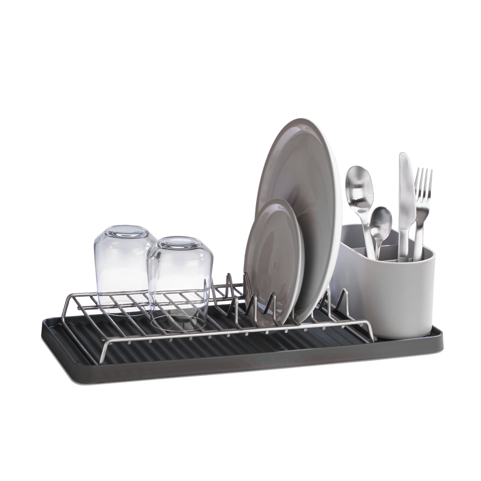 ReBorn Recycled Compact Draining Rack - Dark Grey Kitchen Dish Drainer - Made in the UK