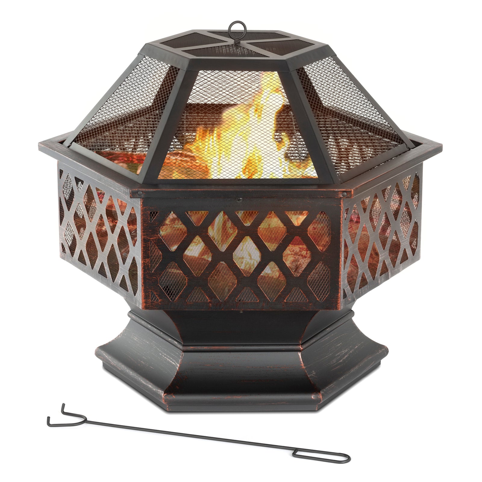 Hexagonal Fire Pit With Bbq Grill