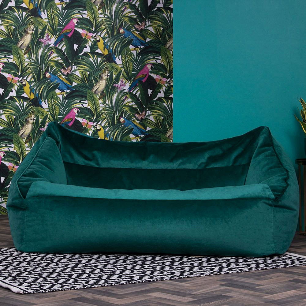 Cecilia Giant Velvet Bean Bag Sofa | Teal