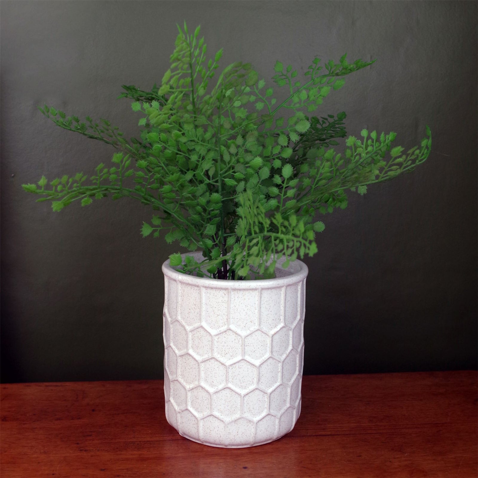 White Honeycomb Speckled Ceramic Planter Plant Pot