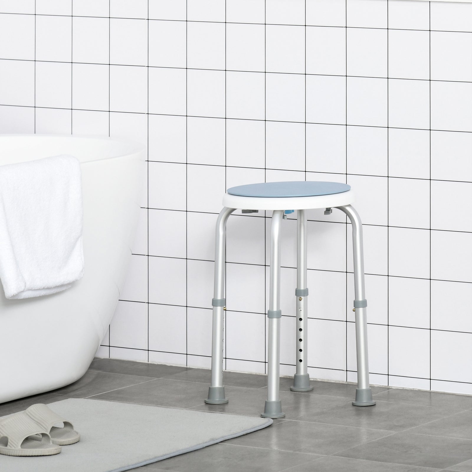 360 Degree Swivel Shower Stool With Non-slip Feet | One Size | Blue