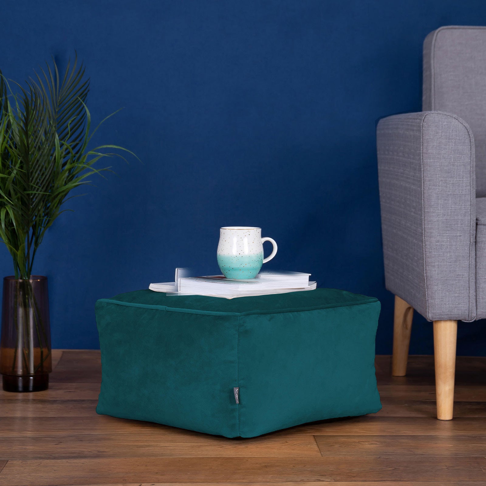 Amara Velvet Bean Bag Pouffe | Teal