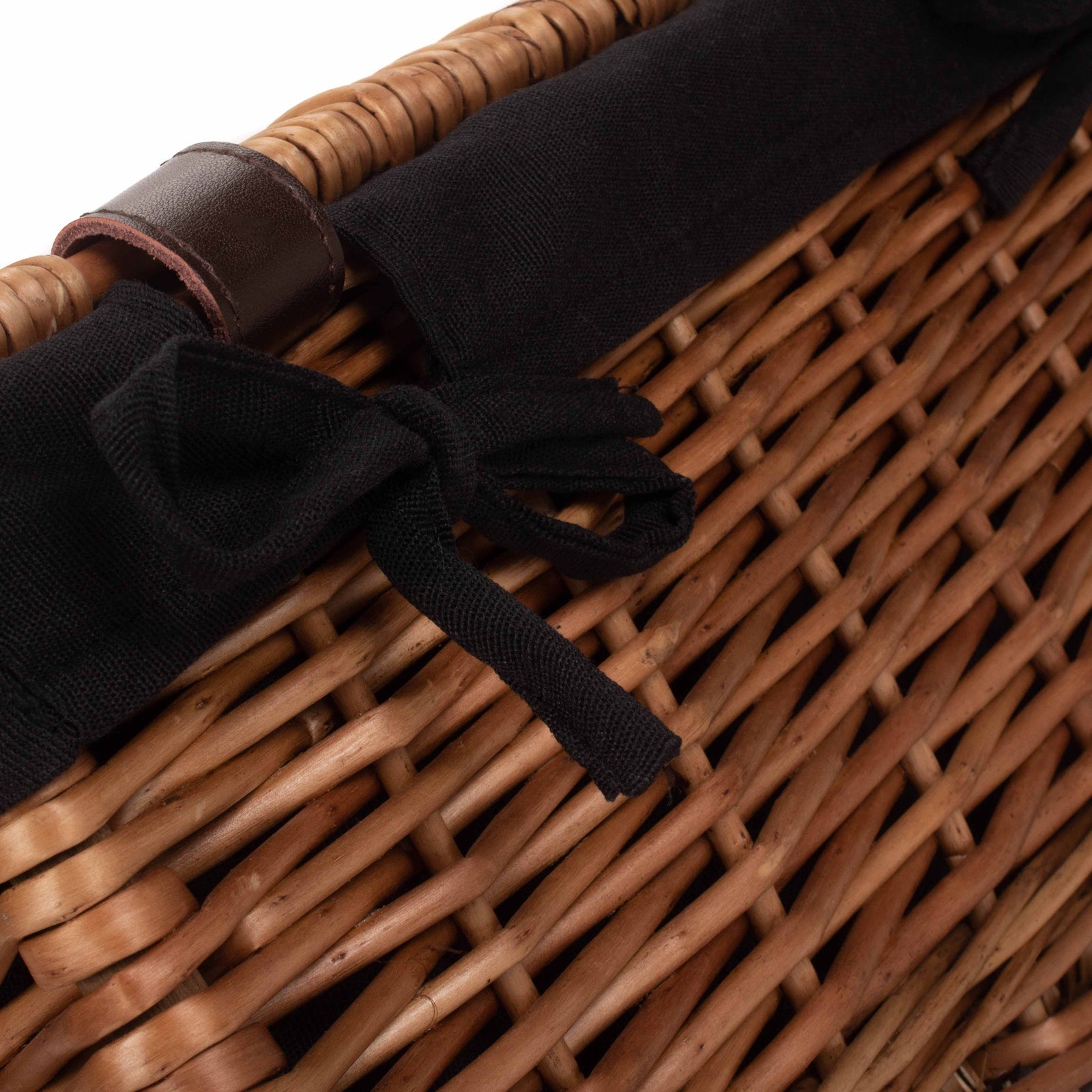 Wicker Double Steamed 40cm Picnic Basket | Black