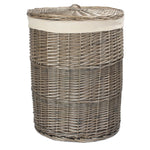 Red Hamper Cotton Lined Wicker Antique Wash Round Laundry Baskets