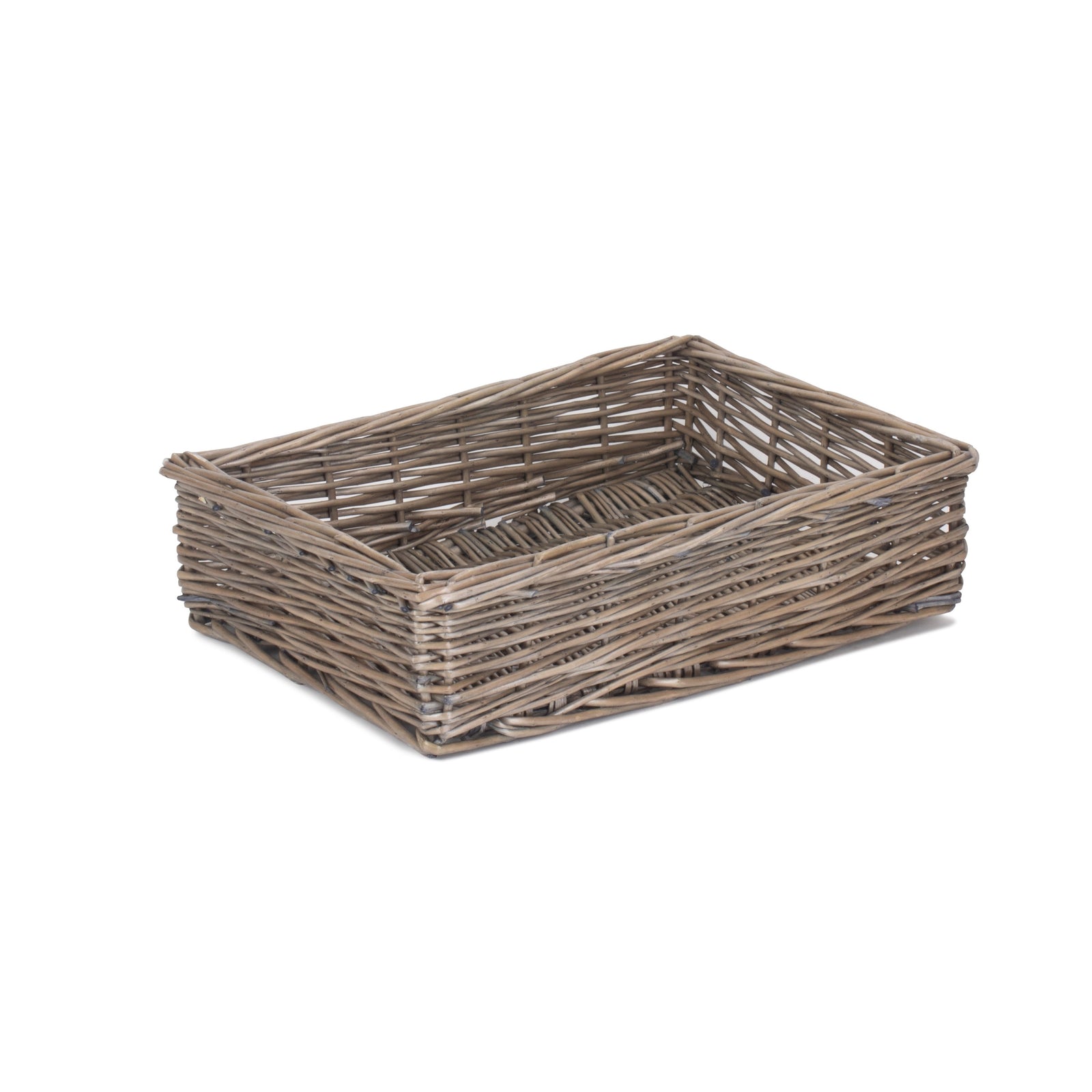 Wicker Antique Wash Straight Sided Tray | Medium | Brown