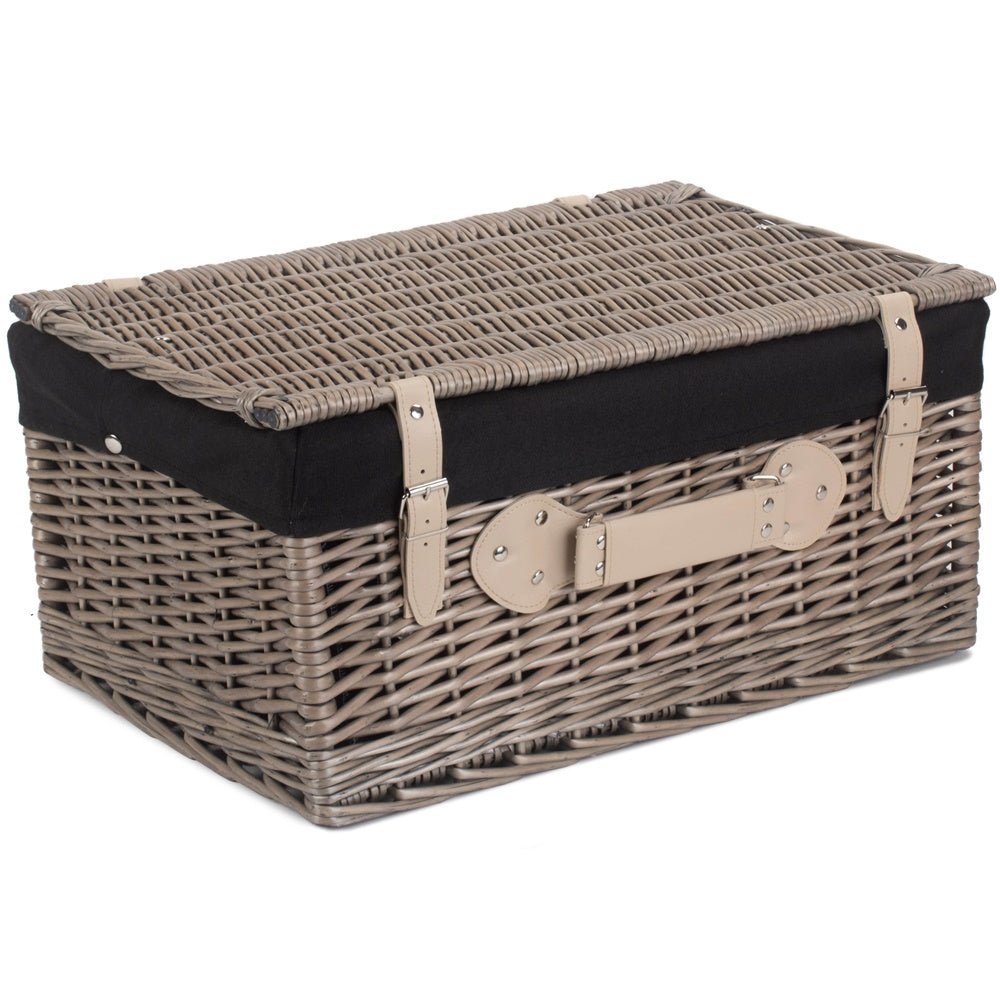 Wicker 51cm Antique Wash Picnic Basket | Black