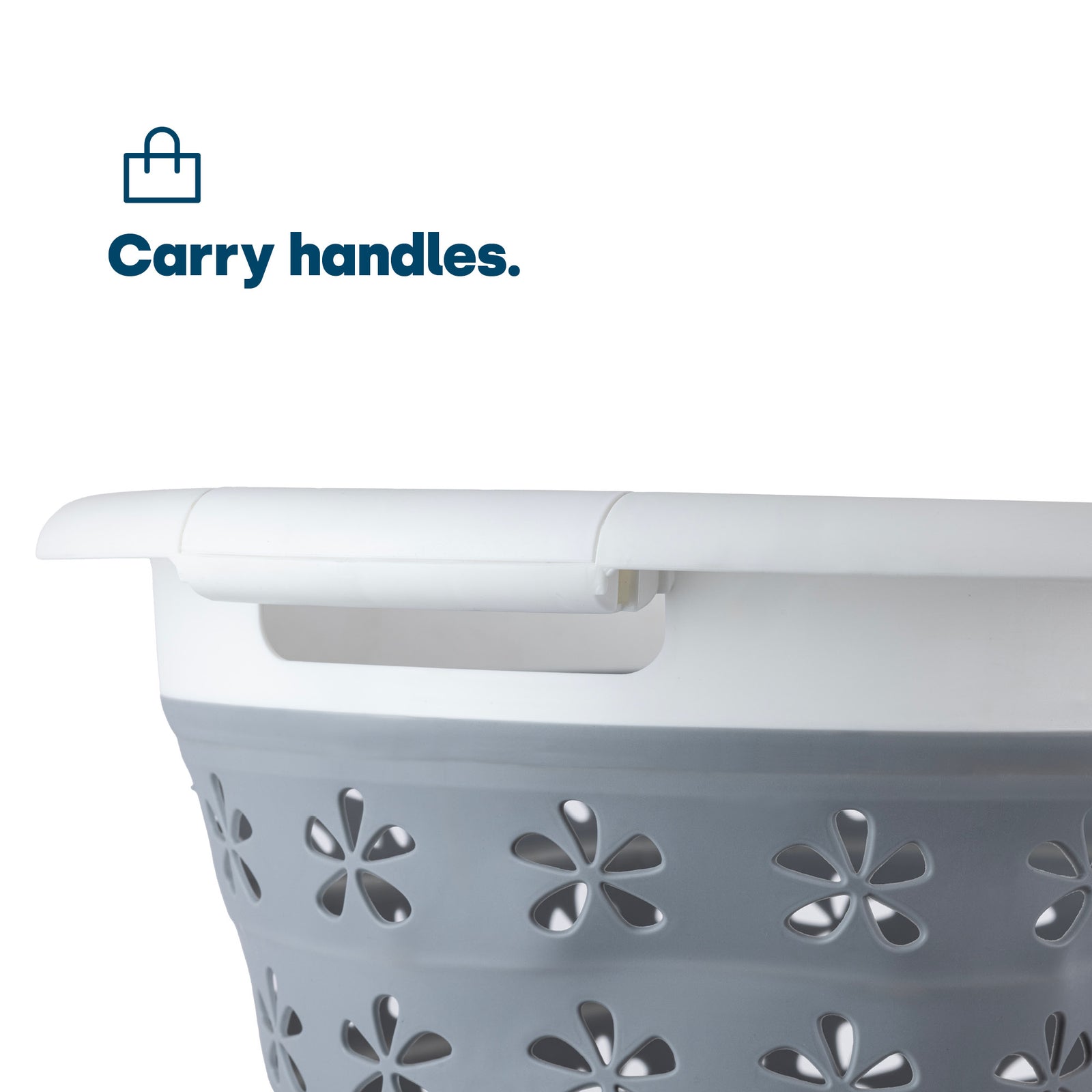 Livivo Floral Foldaway Laundry Basket - Grey