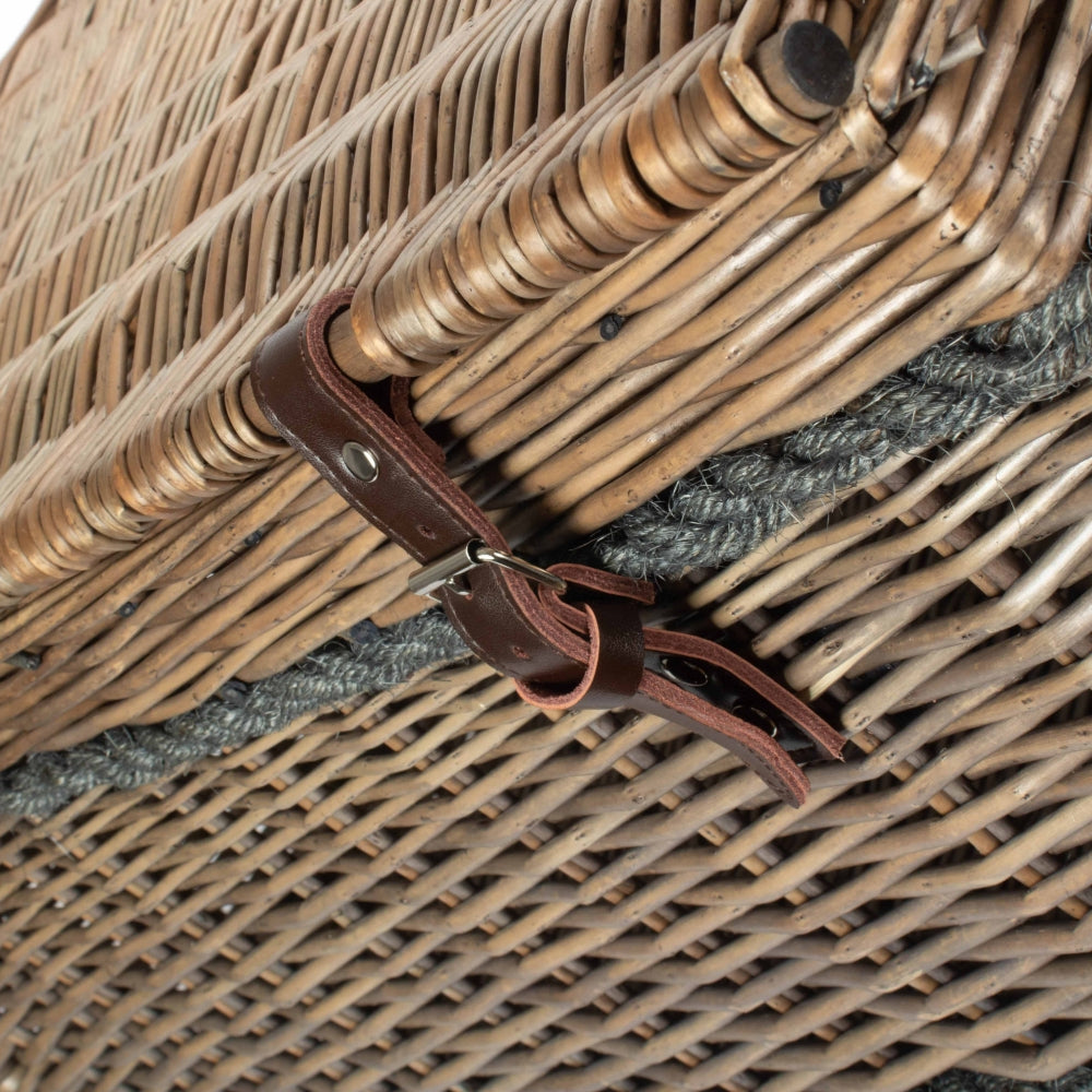 72cm Antique Wash Rope Handled Trunk Picnic Basket | Brown