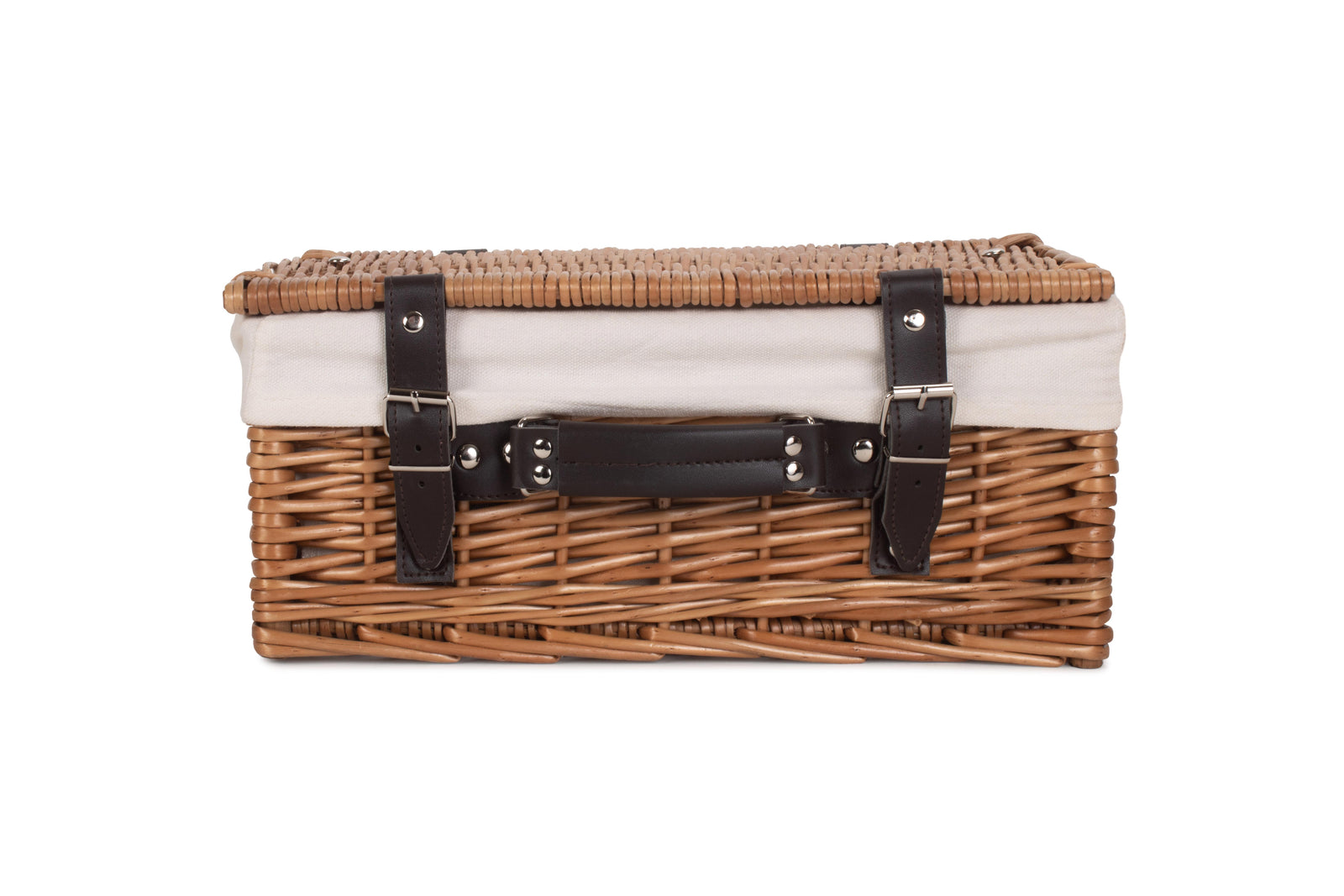 Wicker Double Steamed 36cm Picnic Basket | White