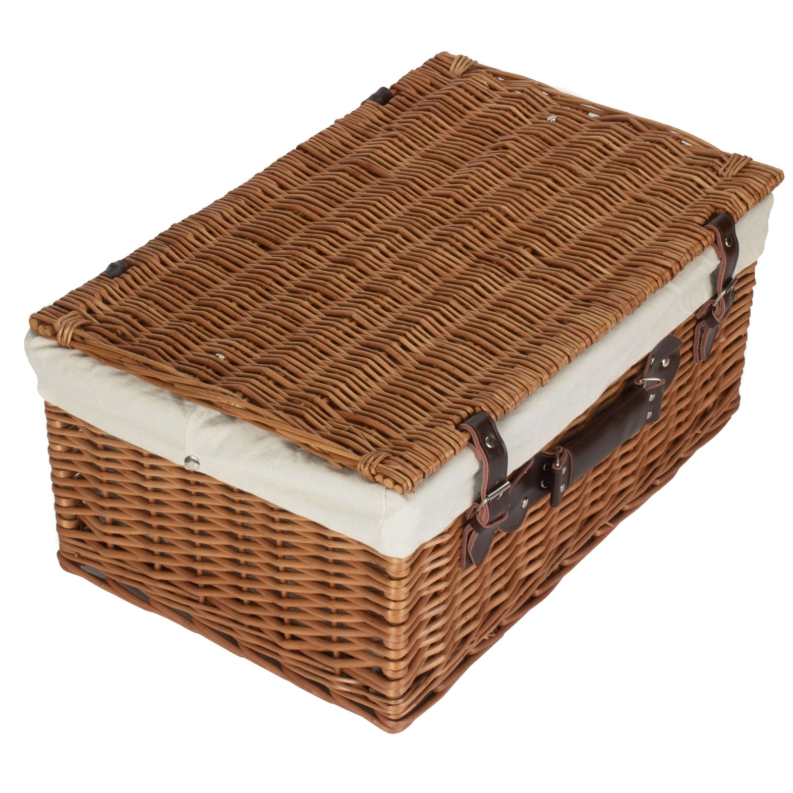 Wicker 56cm Double Steamed Picnic Basket | White